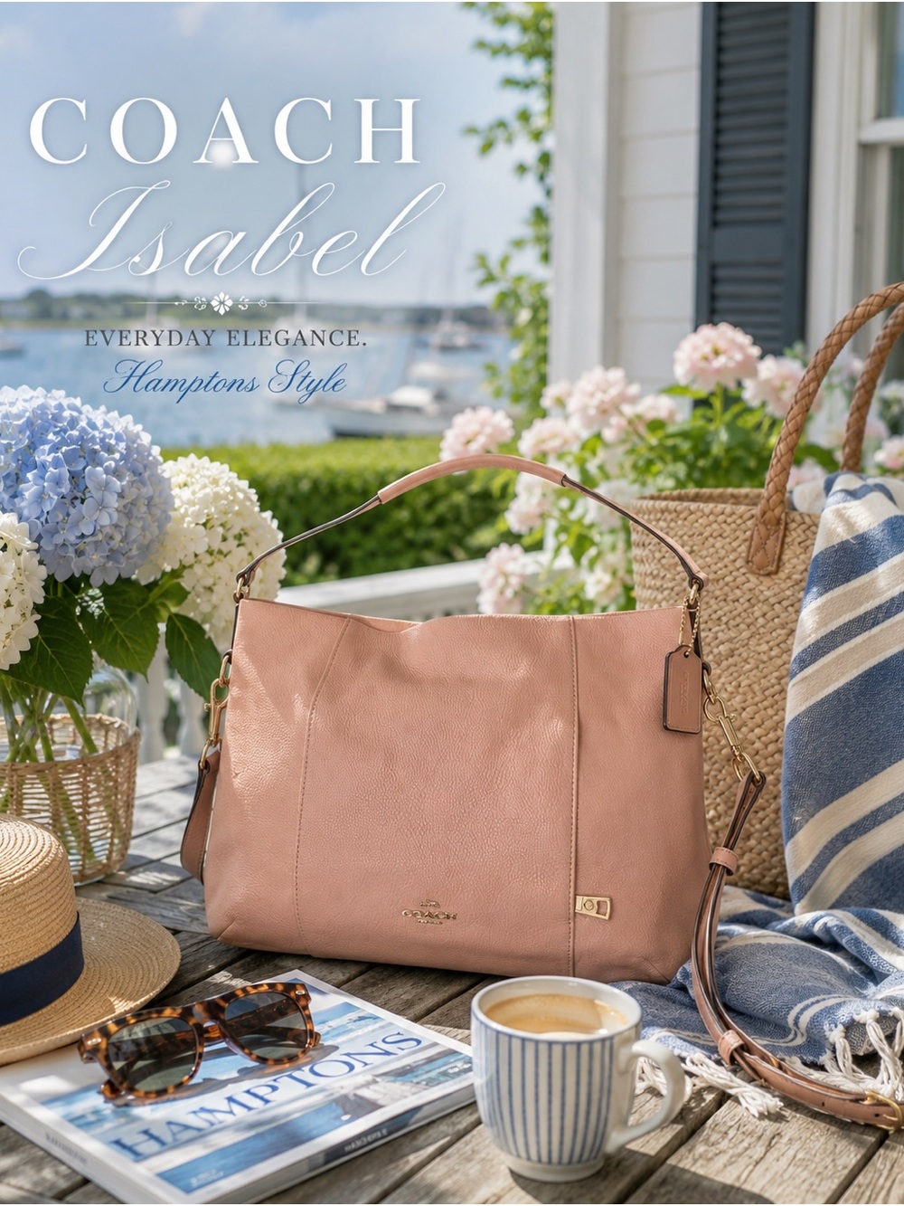 COACH Isabel East West Shoulder Bag in Blush Pink with Gold-Tone Hardware
